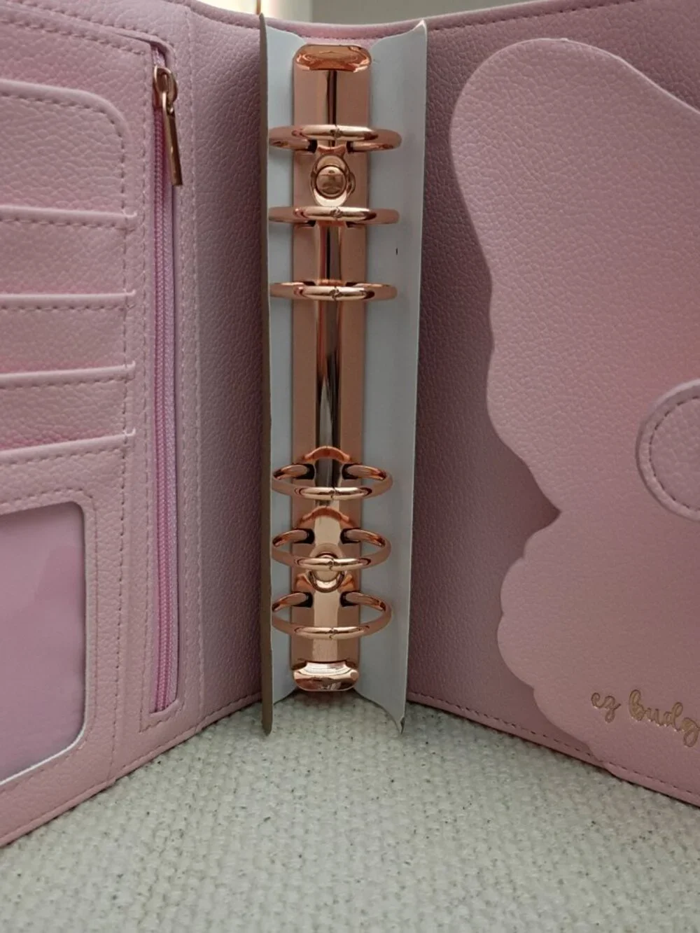 EZ Budgets A6 Pink Planner Binder Rose Gold 6 Ring Cash Budget Organizer New